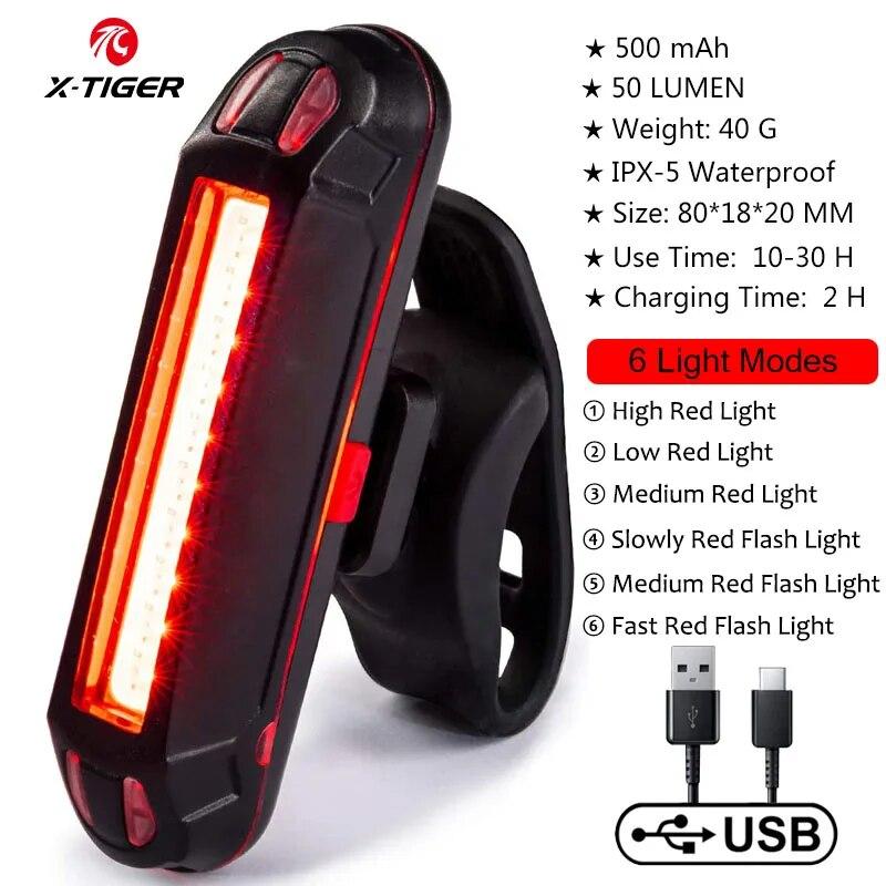 X-Tiger Bike Rear Light Super Bright Led Bicycle Light Usb Rechargeable Seatpost Fork Light Safety Warning Bicycle Taillight