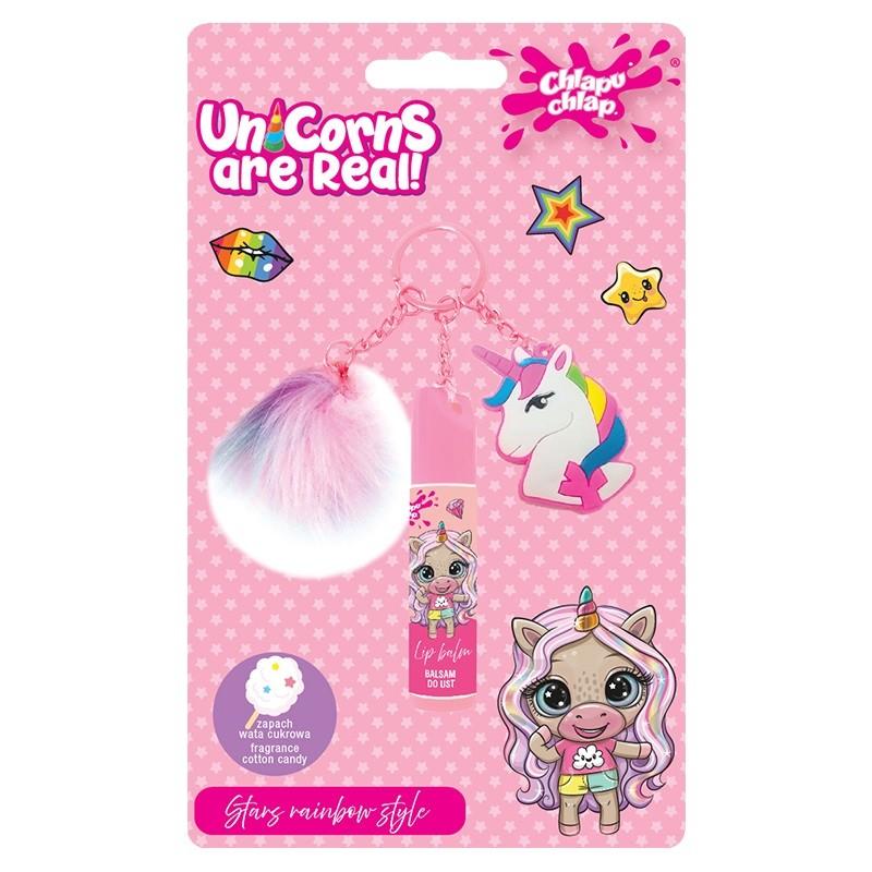 Chlapu Chlap Balsam Do Ust Z Brelokiem Unicorns - Wata Cukrowa 3.5 G