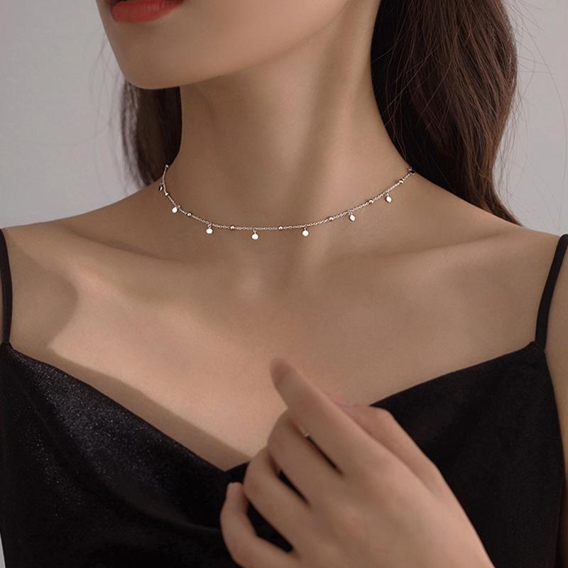 Necklace Shiny Exquisite Round Pendant Choker Birthday Party Gift Women's Fine Jewelry