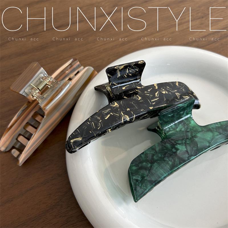 Lazy Style Green Acetate Shark Hair Claw: Small, Large Claw Clip with Korean French Design