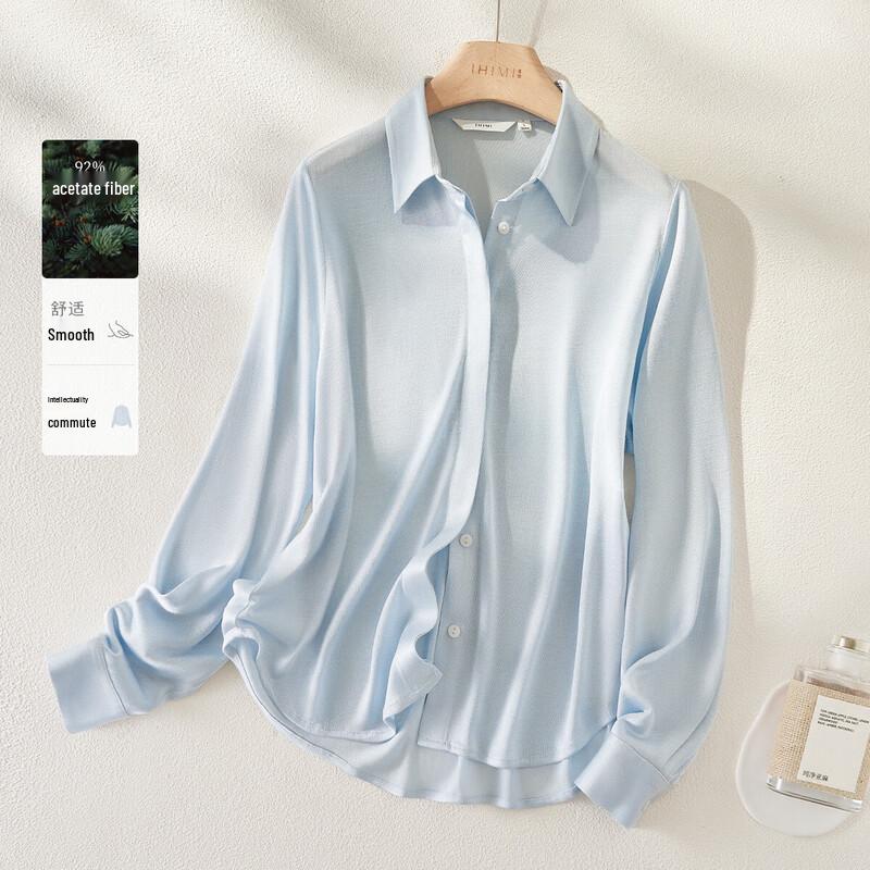 IHIMI Women s Elegant Acetate Fiber Shirt L светло-синий