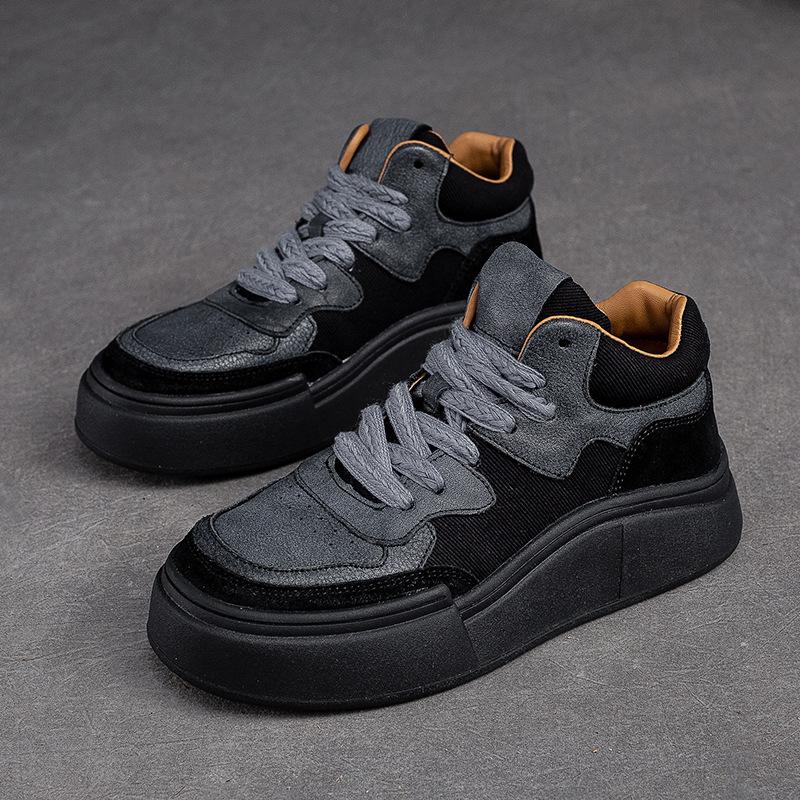 

Johnature повседневные туфли на плоской подошве со шнуровкой, универсальные женские туфли на платформе с круглым носком из натуральной кожи и толстой подошвой 40 синий