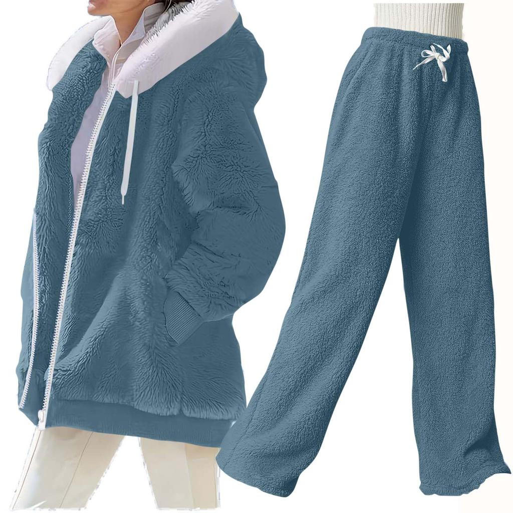 Women's Fashion Solid Color  Long Sleeve Top Pants Casual Set