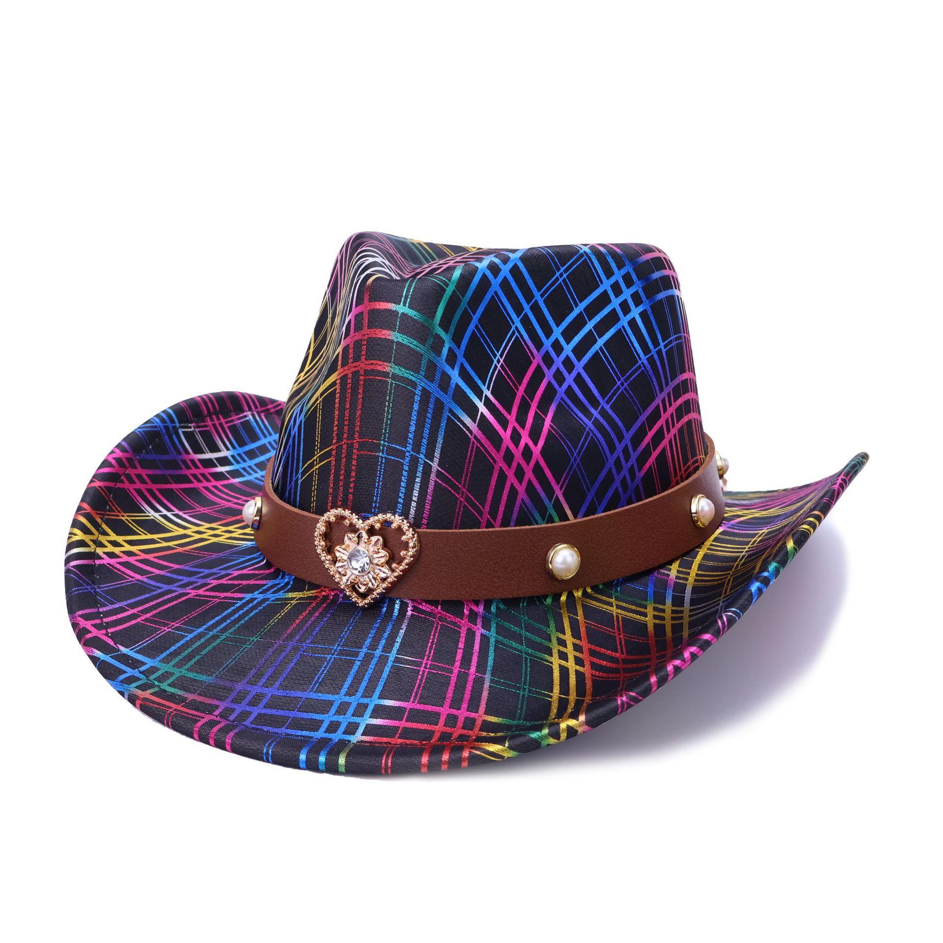 

Party Holiday Hat Color Peach Top Western Cowboy Hat Men S And Women S Fashion Versatile Jazz Hat M（56-58cm） чорний
