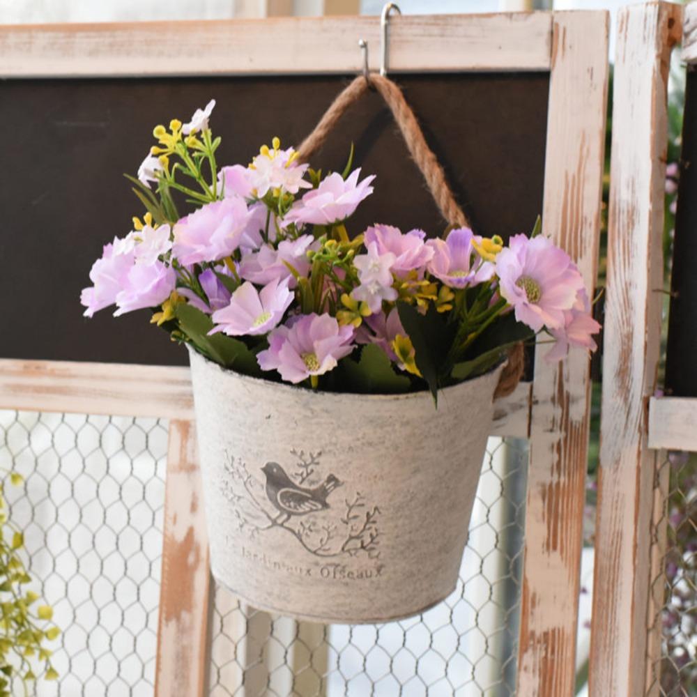 Wall Mounted Iron for Balcony Garden Vintage Flower Basket Flower Pot Hanging Baskets Flower Vase