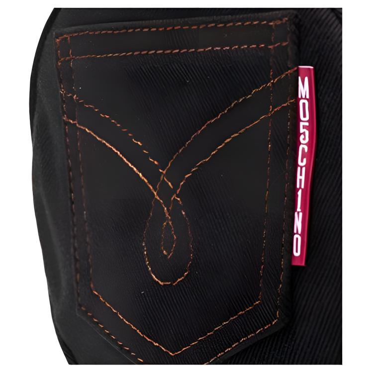 Moschino Logo Tag Surrounding Zipper Closure Fabric Crossbody Shoulder Bag Women bags Black A3104824746030