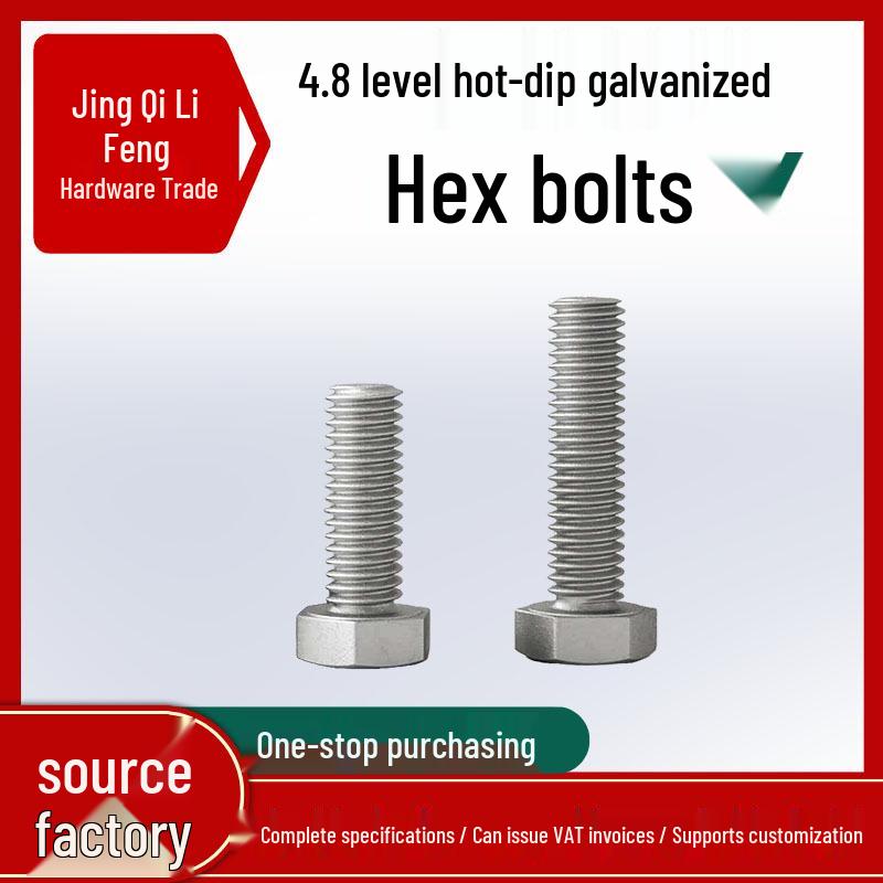 4.8 Grade M8-M30 Hot-Dip Galvanized Hex Bolts for Photovoltaic Use