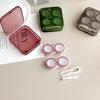New Girls Contact Lens Box Transparent Solid Color Contact Lens Case Companion Box Minimalist Contact Lenses Case with Tweezers