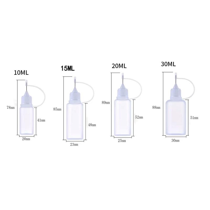 Diy Quilling Tool Empty Needle Tip Glue Bottle With Black Cap Liquid Dropper Containers With Silicone Rings For Crafting
