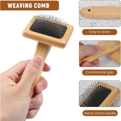 Pente para animais de estimação 14,5*7*3,5 cm Tapeçaria Tecelagem Pente Macrame Slicker Escova Corda de algodão Pente de nó aberto Acessórios de tricô
