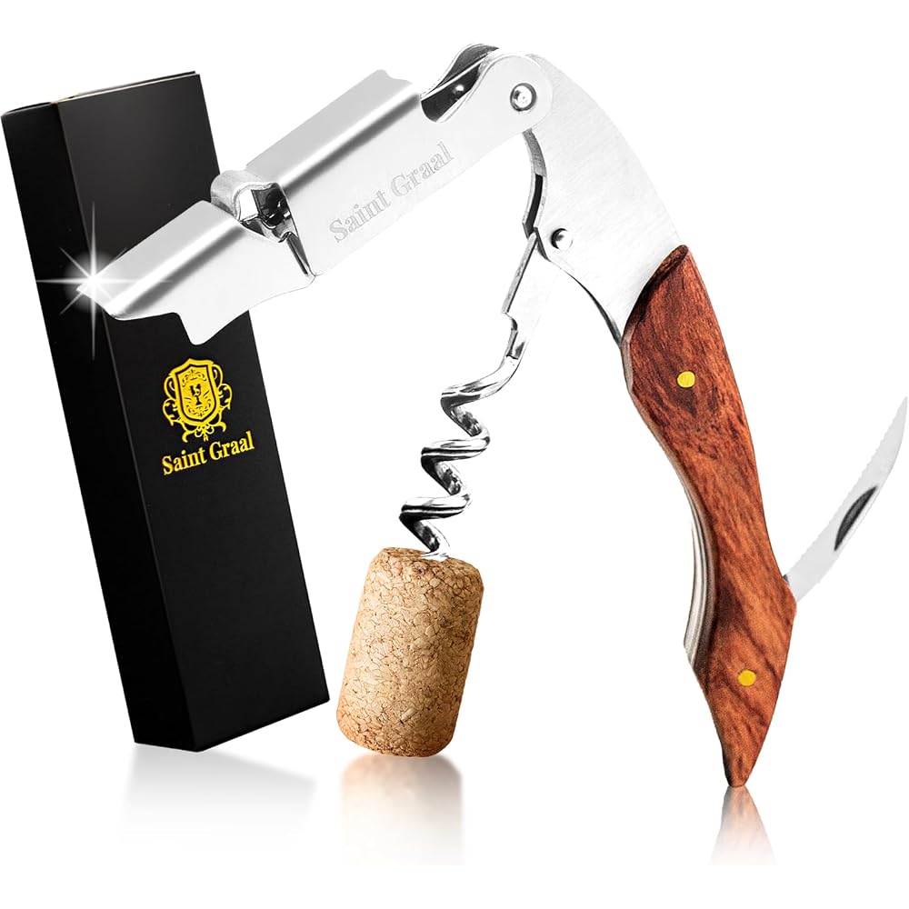 SaintGraal Wine Opener Corkscrew Sommelier Knife Stylish Wooden Gift for Wine Lovers