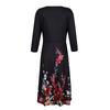 Rochie leagăn elegantă cu mâneci trei sferturi, cu nasturi imprimați, la modă pentru femei