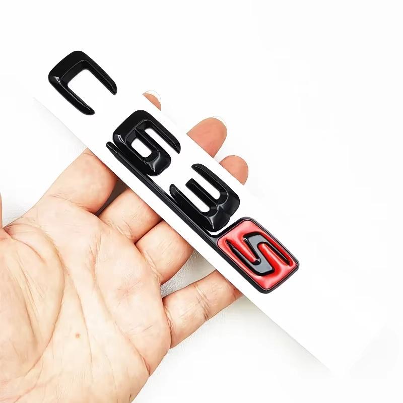 3D Black Suitable for Mercedes Benz AMG W205 C205 C63S Logo V8 BITURBO Badge Car Rear Star Sticker Trunk AMG Badge Accessories QZ7
