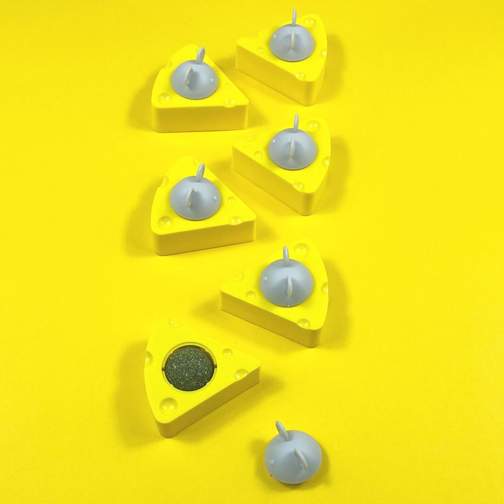 Cheese Shape Catmint Ball for Cats Stick On Floor or Wall Portable Catmint Toy for Indoor Cats Lick Catmint Organic Ball