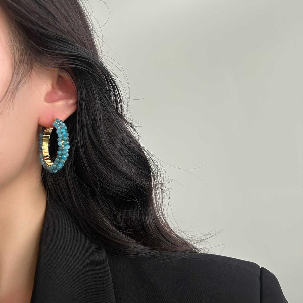 Millet Bead Inlaid Metal Earrings, Earrings, Fresh Natural Stone Handmade Beaded Earrings, Earrings Are Super Exquisite