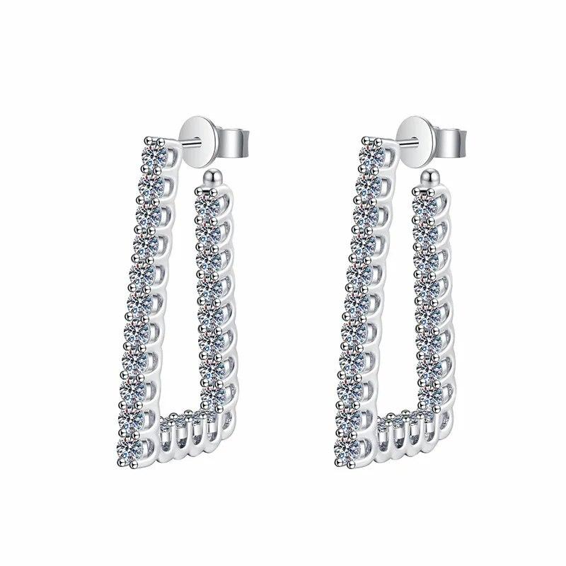 D Color 2.2mm 1.84cttw Full Moissanite Stud Earrings for Women Sparkling Lad Diamond Party Jewelry Sterling Silver 925 Ears Stud