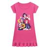 Kids Girls Anime Cartoon K-POP Rumi Zoey Mira Print Pleat Short Sleeve Casual Round Neck Dress
