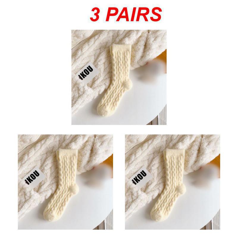 1/3/5PAIRS Winter Socks Thicken Wear-resistant -calf Socks Anti-slip Long Cotton Socks Coral Fleece Soft Cotton Socks