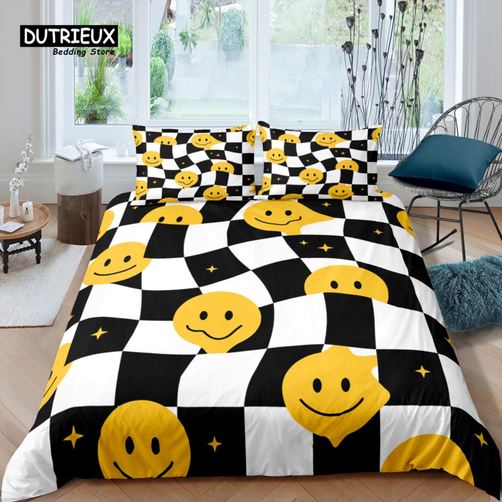 

Home Living Luxury 3D Doodle Rhombus Bedding Set Smiley Duvet Cover Pillowcase Queen and King EU/US/AU/UK Size Comforter Bedding EU single(135x200cm)