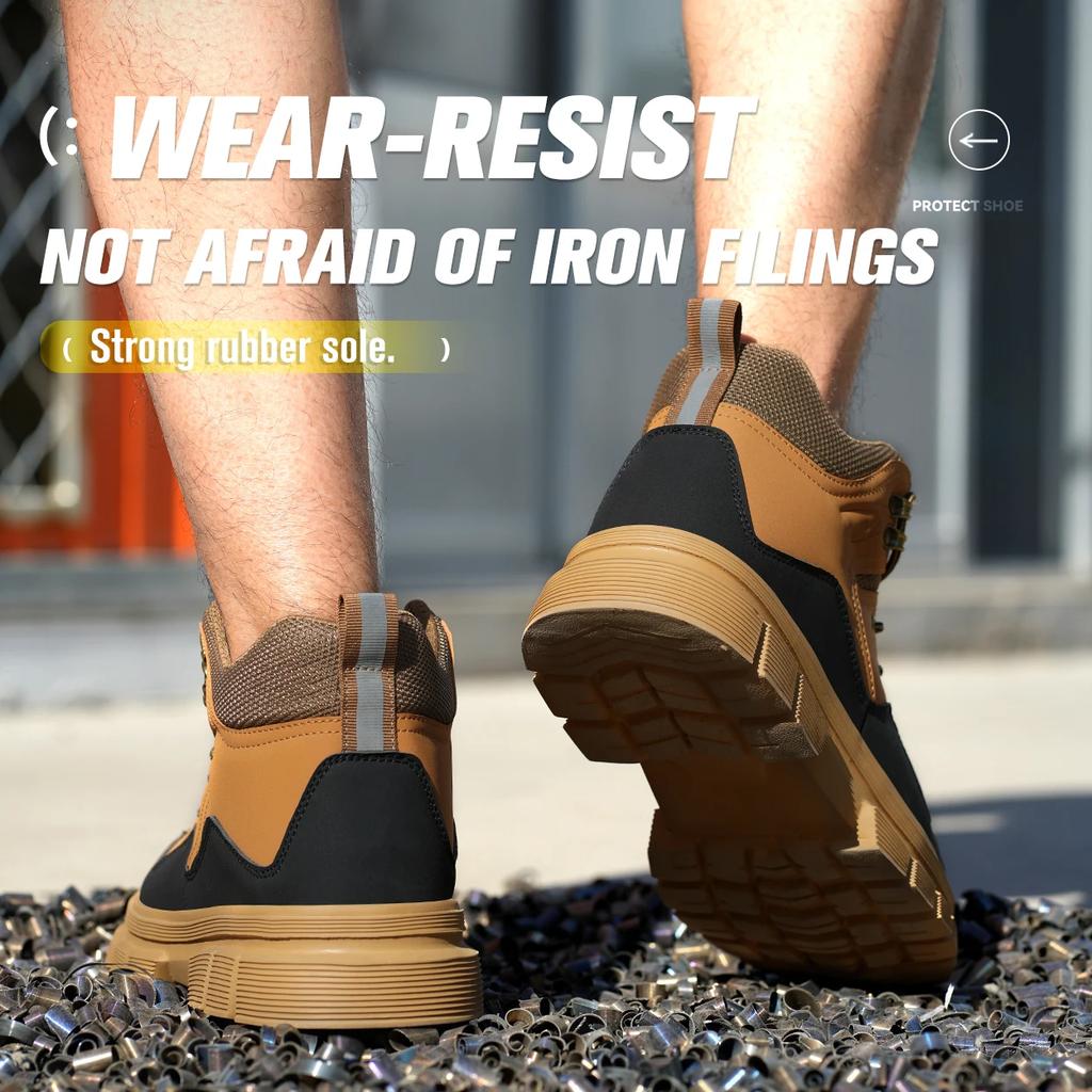 steel toe work boots for men puncture proof lightweight waterproof safety shoes for men leather work shoes protective footwear