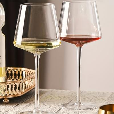 18.5oz Long Stem Crystal Wine Glasses (Set of 2) - Multipurpose Reusable Easy To Clean Lead-Free Glassware