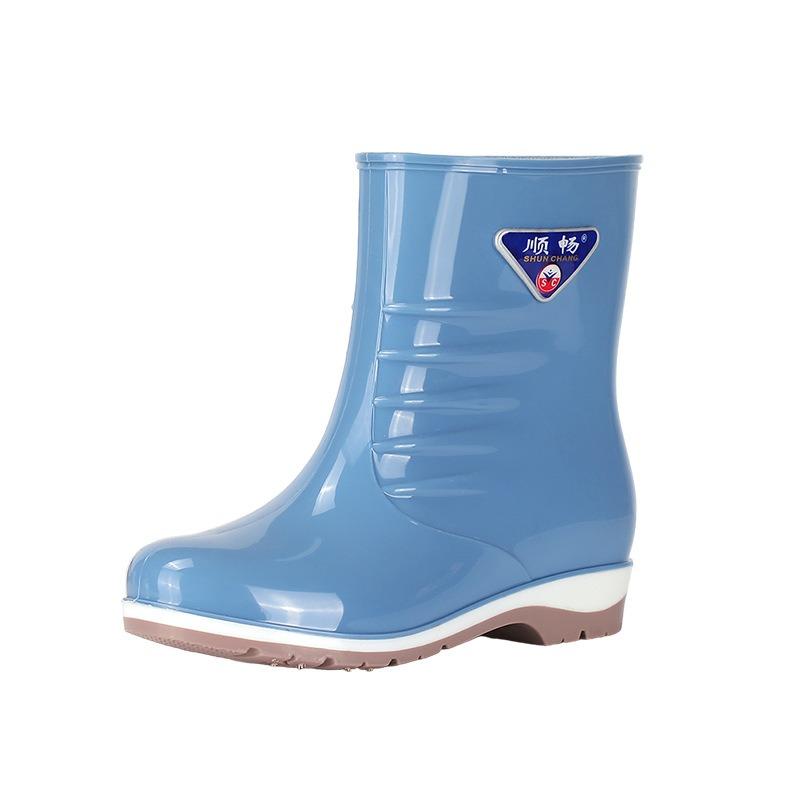 Frühlings- und Herbstmode Regenschuhe Mittellang und Kurz Damen-Gummistiefel Outdoor Ärmel Watschuhe Verdickt Mama Küche Gummischuhe Gartenschuhe