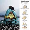 Neighbor Totoro Adventure Flannel Blanket Super Soft Warm Cozy Blanket For Sofa Bed Office Travel Allseason Home Decor Gift