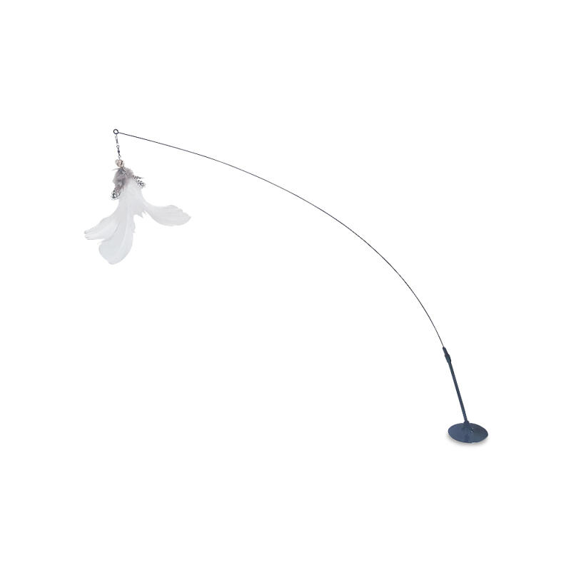 

Long fishing rod with elastic wire attachment