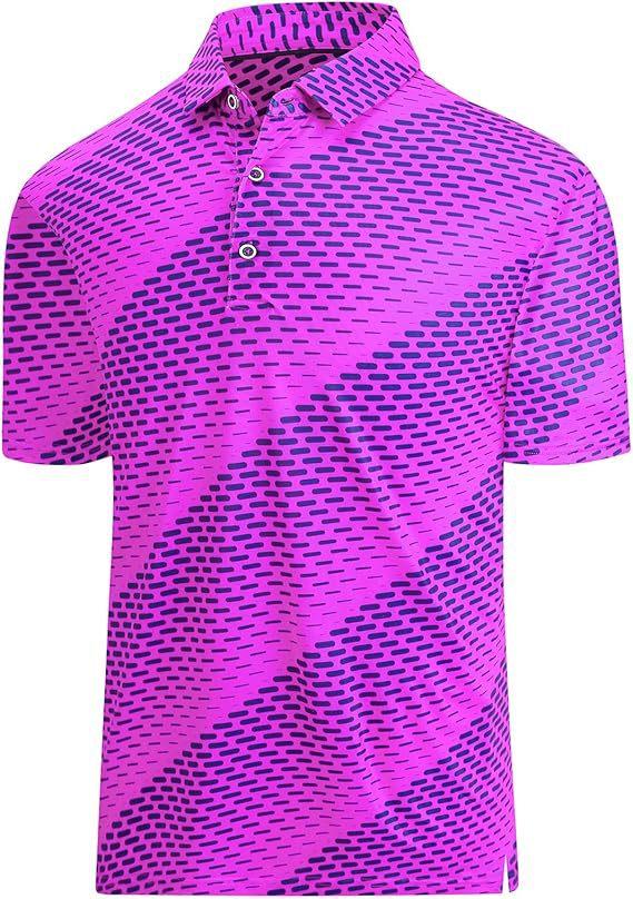 Stylish short-sleeve polo shirt with abstract pattern, versatile for casual and active wear.