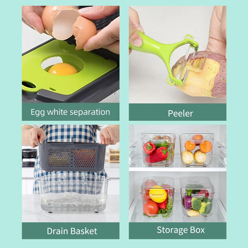 22 w 1 Wielofunkcyjny siekacz do warzyw Siekacz do cebuli Rękojeść Tarka do żywności Siekacz do żywności Kuchenna krajalnica do warzyw Kostkarka Cięcie