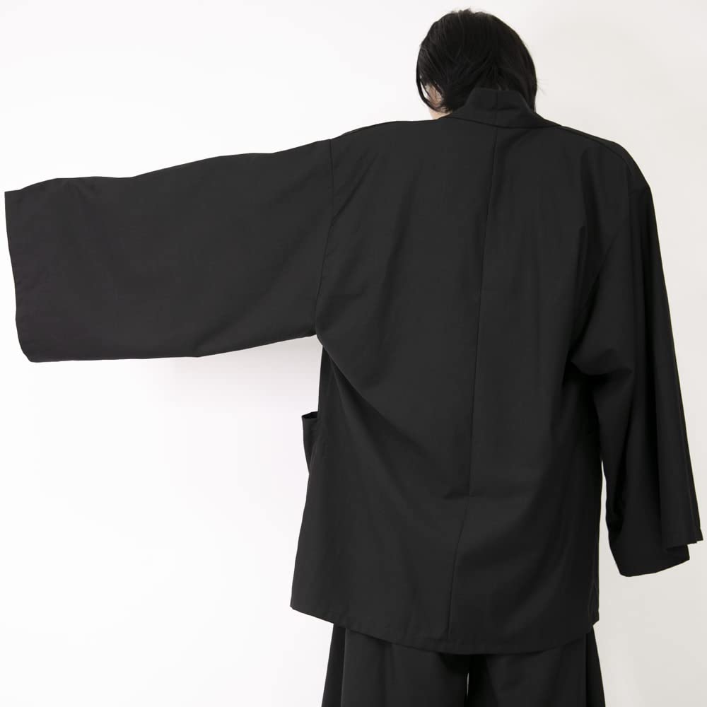 Le Sucood Yukata Motif Japanese Style and Plus Loose Unique Summer Solid Black Cardigan, Jinbei, Kimono, Hakama, Haori, Men's Women's, Sizes, Fit,