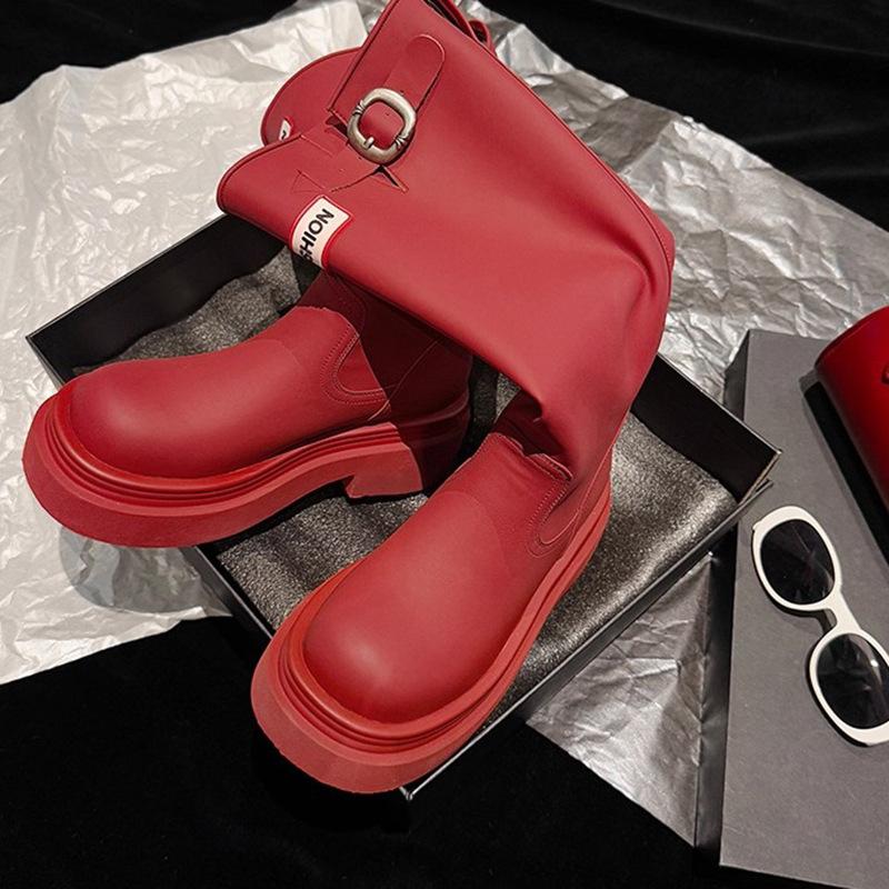 Niche Letters Thick-soled Heightened and Thin Tall Boots Women's Autumn and Winter British Style Fashion Spice Girl Sleeve Fashion Boots