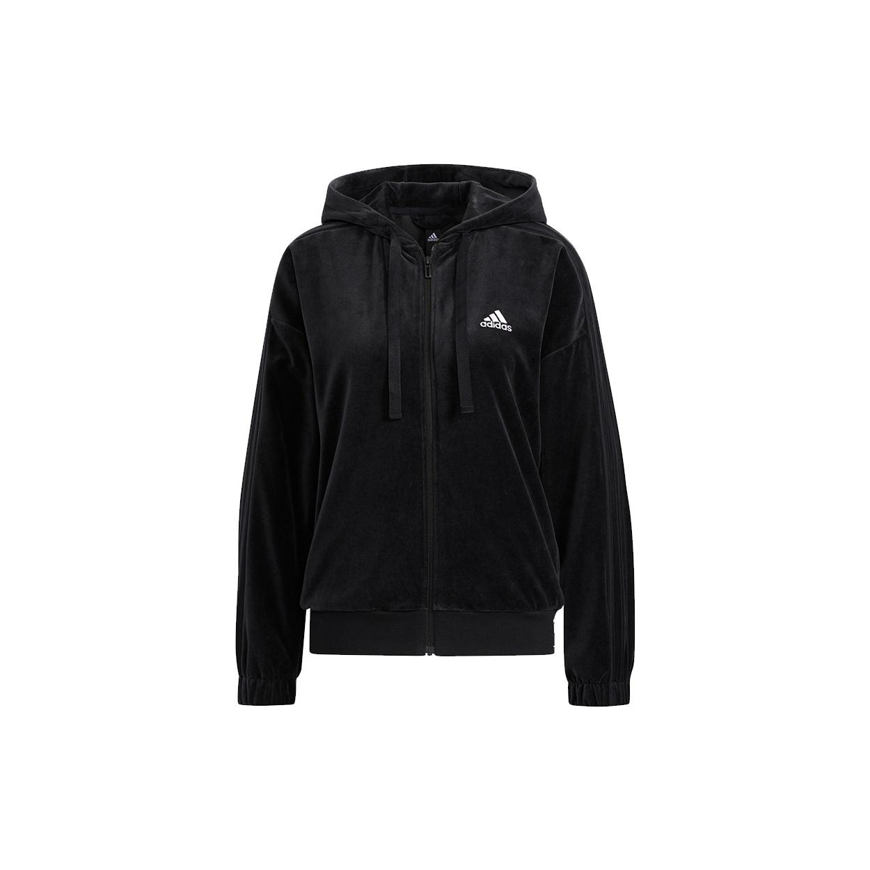 (WMNS) adidas Velour Jkt Velvet Hooded Jacket Black Women s HG1845 S