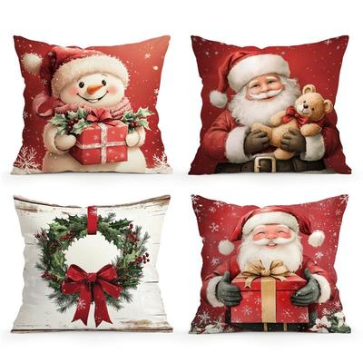 Weihnachtliche Heimdeko Santa & Schneemann Kissenbezüge Muster Kissenbezug Geeignet für Sofa Schlafzimmer Auto Kissenbezug