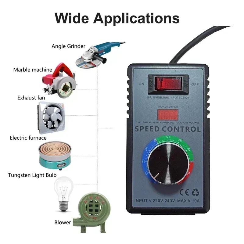 Electronic Voltage Regulator 110V or 220V AC Motor Speed Controller LED Temperature and Light Regulation US EUR UK AUS Plug
