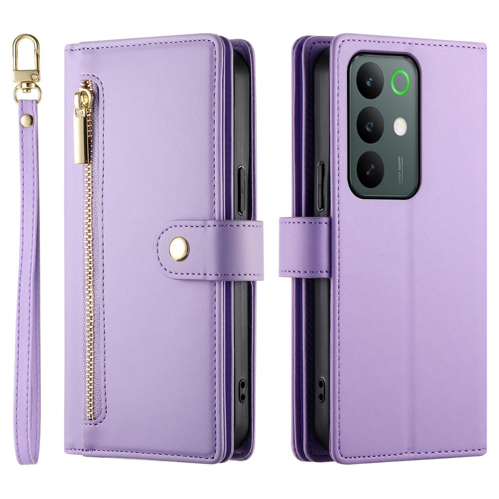 For Realme C85 5G Leather Case Zipper Pocket Wallet Phone Cover with Straps