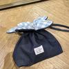 Cloth Flower Drawstring Bag Plaid Bundle Pocket Lightweight ins Shoulder Bag  Outdoor