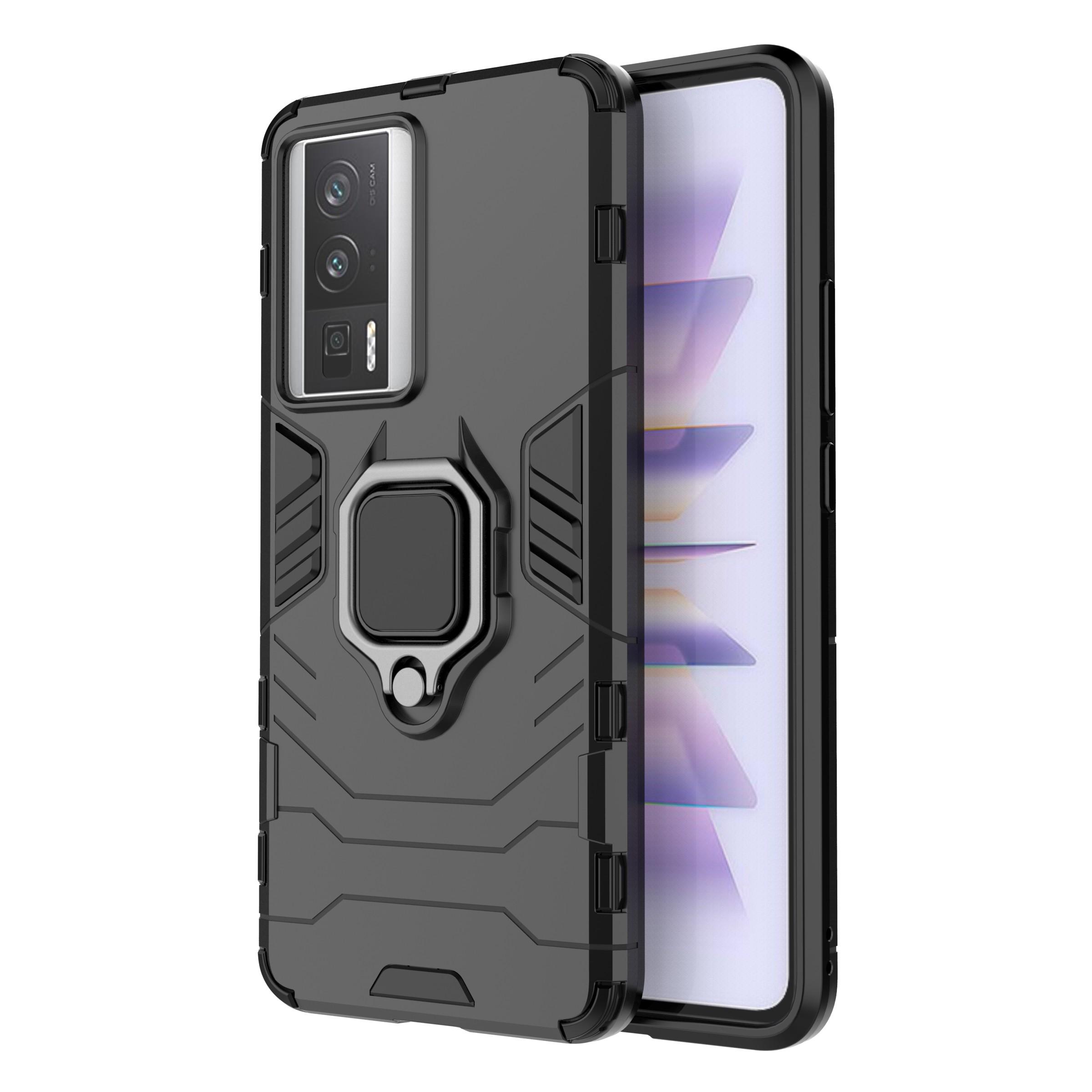 

For Xiaomi Poco F5 Pro 5G/Redmi K60 Pro 5G/K60 5G Cell Phone Case Ring Holder Kickstand Shockproof Phone Cover Black