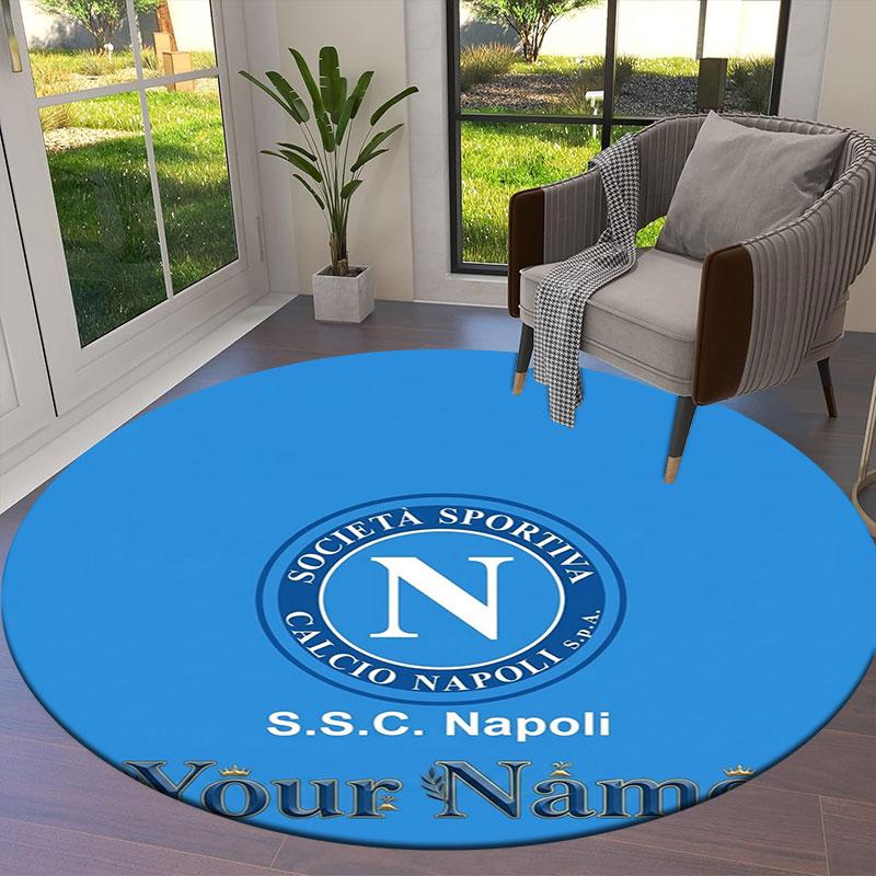 SSC Napoli Custom Name Round Area Rug,Carpet Rug for Living Room Bedroom Sofa Playroom Decor,Non-slip Floor Mat