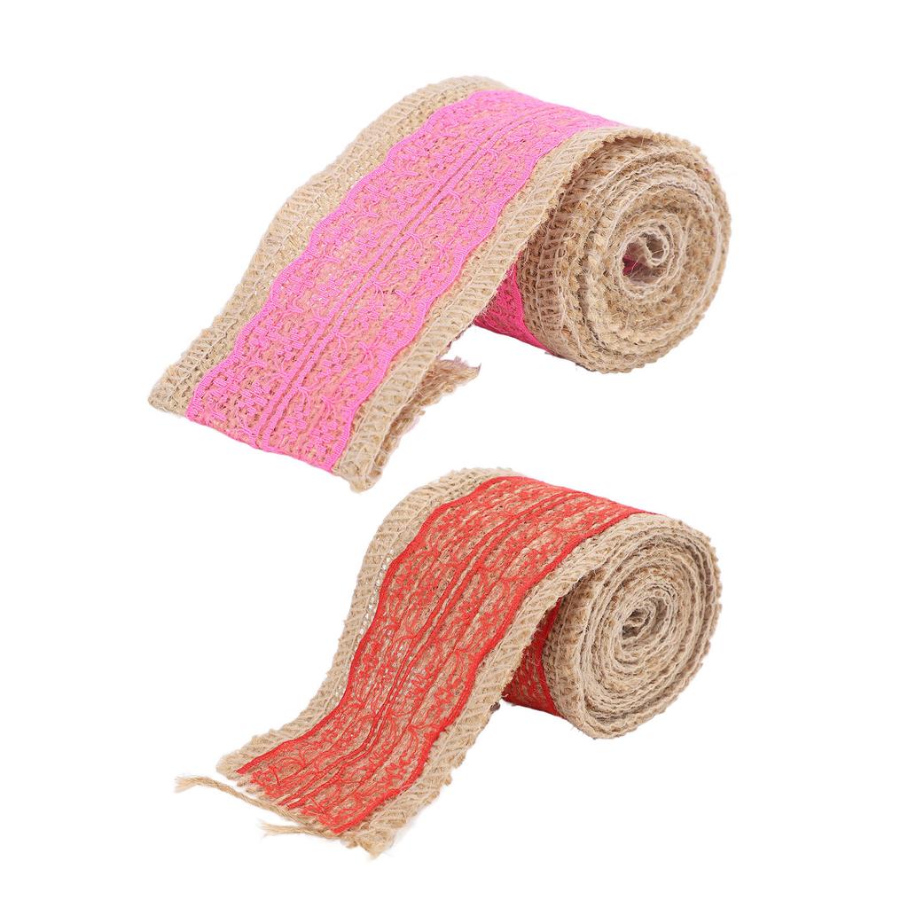 5 Rolls Burlap Lace Ribbon Decorative Jute Burlap Ribbon Roll for Crafts Festival Decor