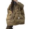 2025 Autumn/Winter Korean Style Plus Size White Duck Down Hooded Mid-Length Jacket for Women