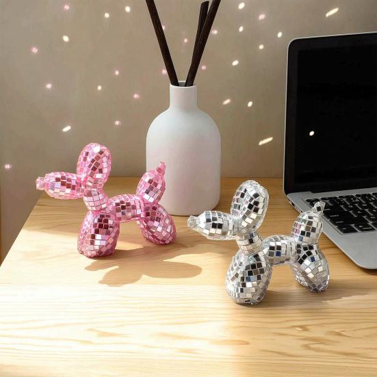 Disco Dog Ornament, Maximalist Balloon Dog Statue for Dog Mom & Dog Dad, Aesthetic Disco Ball Decor, Preppy Apartment Home Decor, Cute Room Decor &