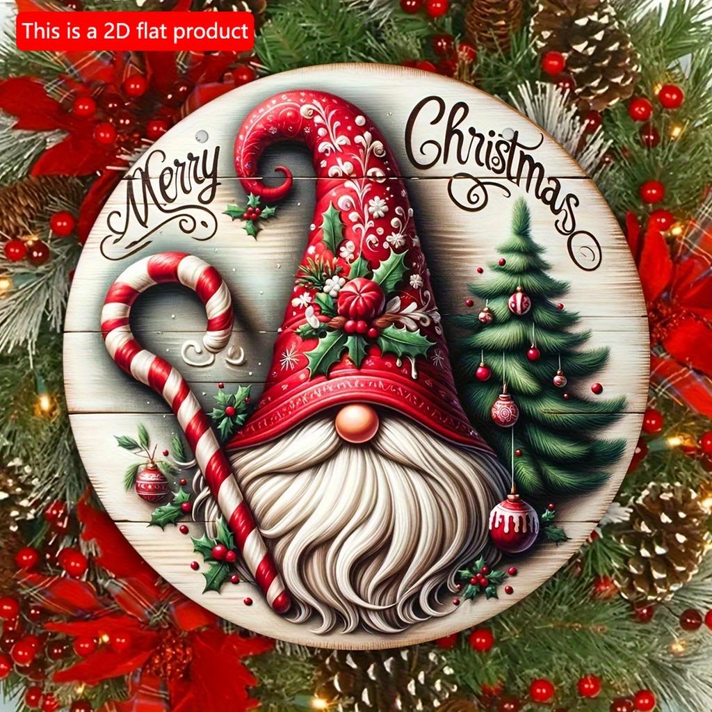 2d Flat 20*20cm, Christmas Popular Home Decoration, Wooden Circular Creative Logo Decorative Plaque, for Home, Kitchen, Garden, Office, Bar Decor.