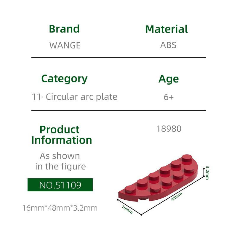 Non-Toxic 69Pcs/Lot 18980 Plate Round Corner 2X 6 Double Block Moc Color Accessories Compatible With Brick Diy Children Toy Assembly