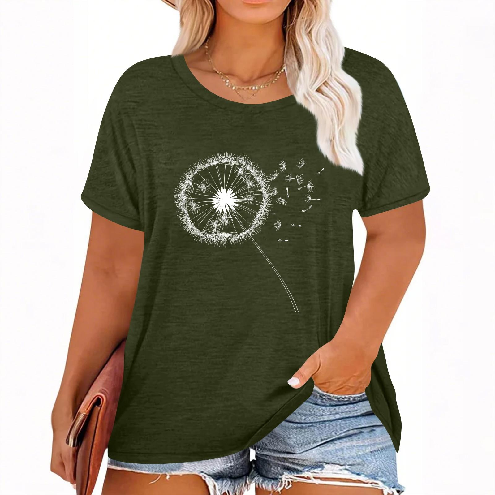 Women s Hawaiian Floral Print Short Sleeve T-Shirt Top XXL