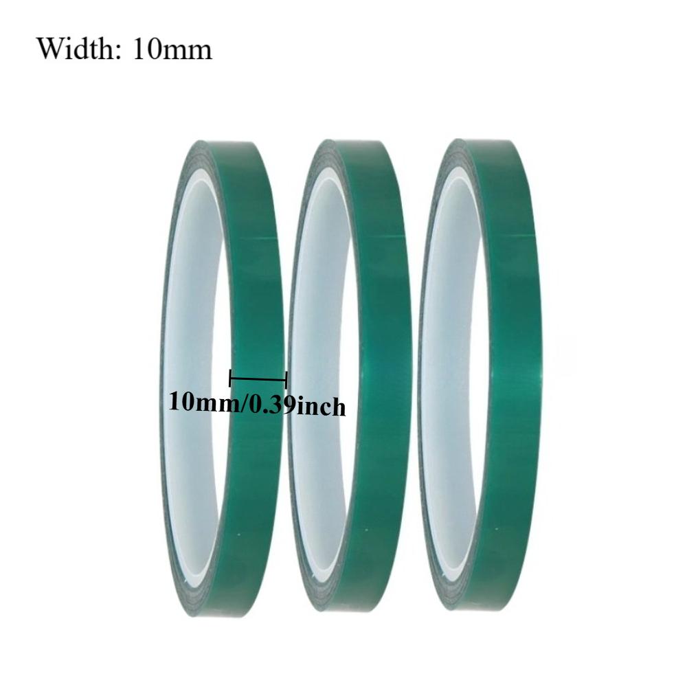 3 Rolls Green PET Film Tape Multiple Widths Heat-Resistant Masking Shielding PCB Solder Plating Insulation Protection Tape