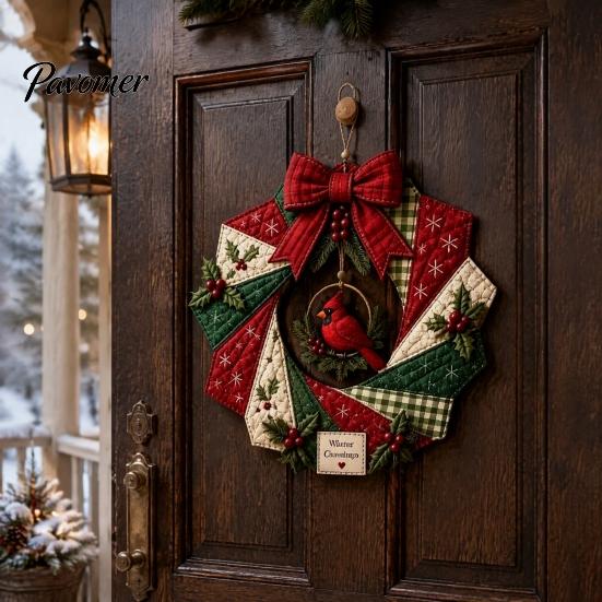 Dekorativer Stoffkranz Bausatz Weihnachten DIY-Set, Patchwork Anfängerfreundlich Handgemachtes Feiertagsbasteln Personalisiertes Türdekor Dekoration Set für