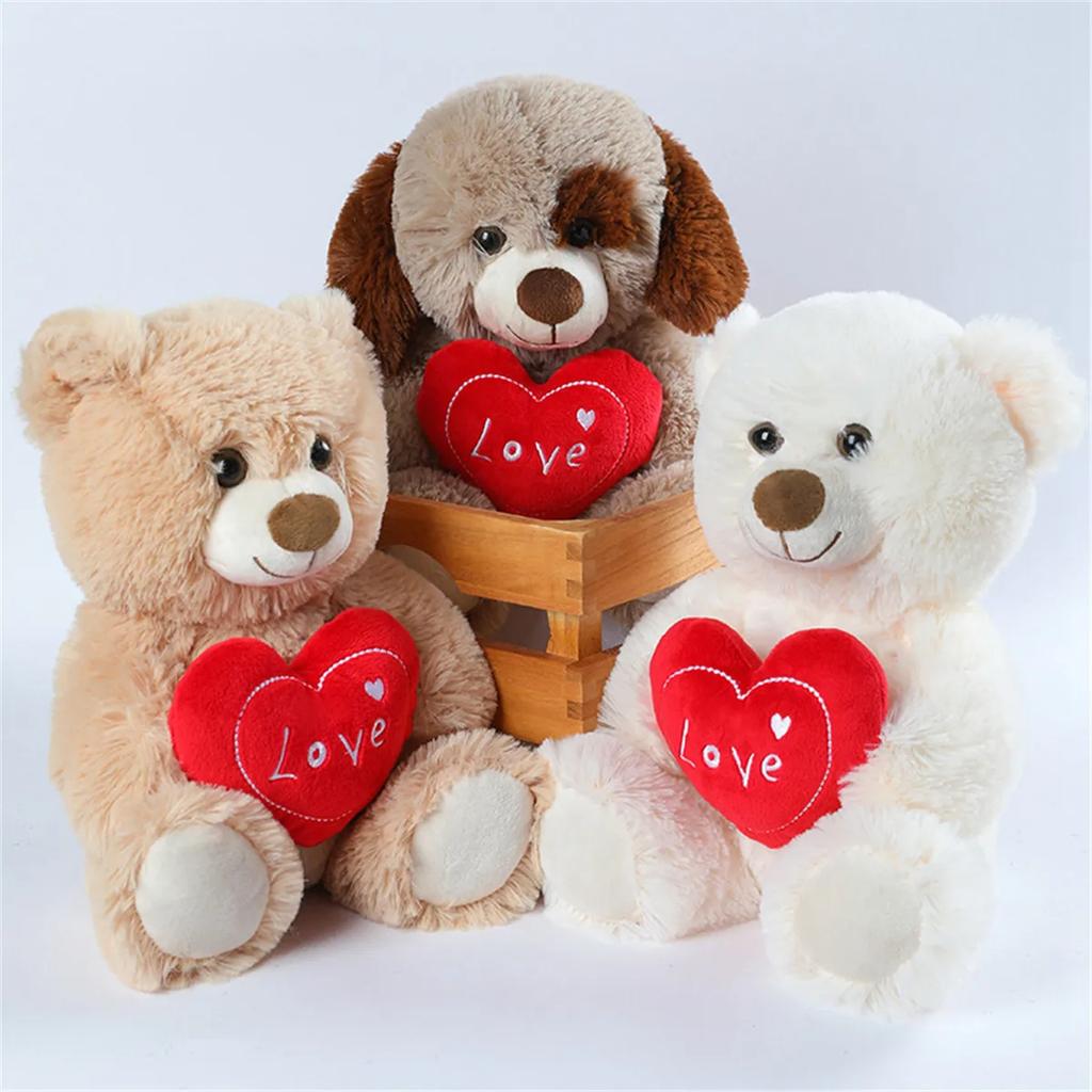 Nuovo Orsetto Cuore Adorabile da 25cm Orsetto Soffice Cane Peluche Orsacchiotto Giocattoli di Peluche Animali Morbidi Carini Per Amanti Regali di Compleanno San Valentino