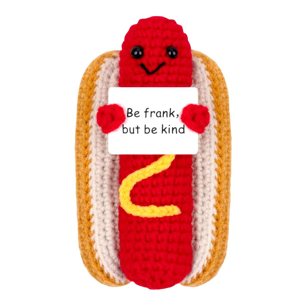 Positive Sausage, Funny Knitted Crochet Wool Potato Doll Toy With Card Positive Gifts For Friends Encouragement Gift Emotional Support Gift
