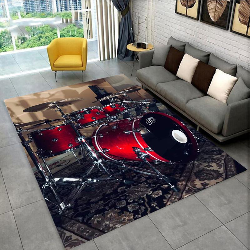 3D Drum Instrument Carpet, Living Room,bedroom, Sofa, Door Mat, Decorative Carpet, Drum Sound Insulation and Anti Slip Floor Mat